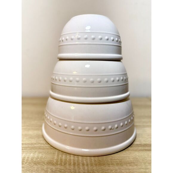 Other - Totally Today White Embossed Nesting Bowls Minimalist French Country Cottagecore